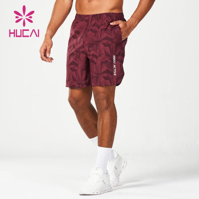 HUCAI ODM Mens Fitness Shorts 5 Inch Sublimation Print Mens Gymwear OEM Seivice