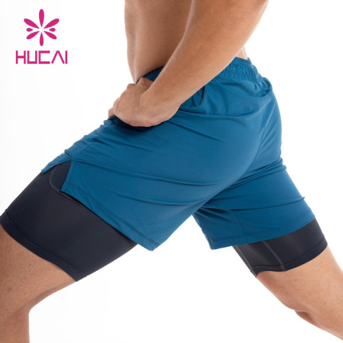 HUCAI ODM Mens Fitness 2-in-1 Shorts Sweatproof Inner Pocket Gym Clothes Manufacturer