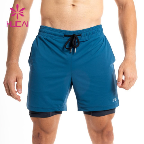 HUCAI ODM Mens Fitness 2-in-1 Shorts Sweatproof Inner Pocket Gym Clothes Manufacturer