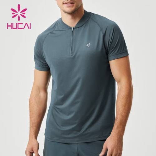 HUCAI OEM Gym Shirts Breathable Fabric 1/4 Zip Reform Workout Gym Clothes Manufacturer