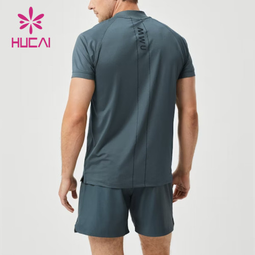 HUCAI OEM Gym Shirts Breathable Fabric 1/4 Zip Reform Workout Gym Clothes Manufacturer