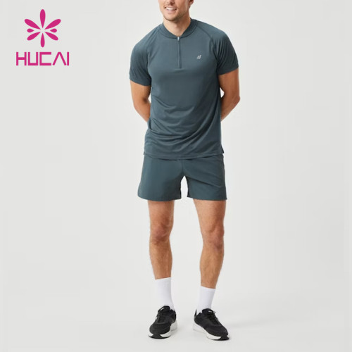 HUCAI OEM Gym Shirts Breathable Fabric 1/4 Zip Reform Workout Gym Clothes Manufacturer