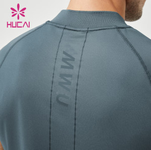 HUCAI OEM Gym Shirts Breathable Fabric 1/4 Zip Reform Workout Gym Clothes Manufacturer
