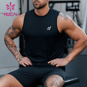 HUCAI OEM Workout Tank Top Mens Elastic Fabric Sport Vest Activewear Manufacturer