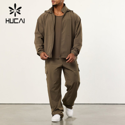 HUCAI OEM Drawstring  Multiple Pockets Mens Jogger Pants Custom Activewear Manufacturer