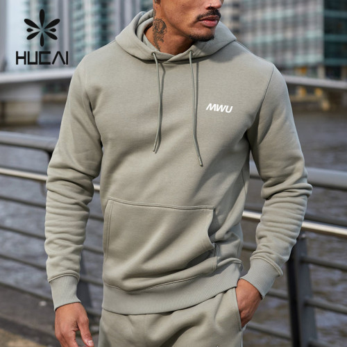 HUCAI ODM Men's Sports Hoodies Fleece Cotton Polyester Kangaroo Pocket Activewear Manufacturer