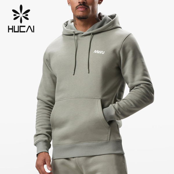 HUCAI ODM Men's Sports Hoodies Fleece Cotton Polyester Kangaroo Pocket Activewear Manufacturer