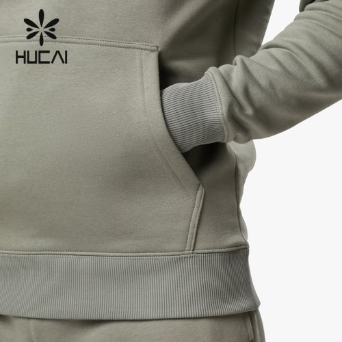 HUCAI ODM Men's Sports Hoodies Fleece Cotton Polyester Kangaroo Pocket Activewear Manufacturer