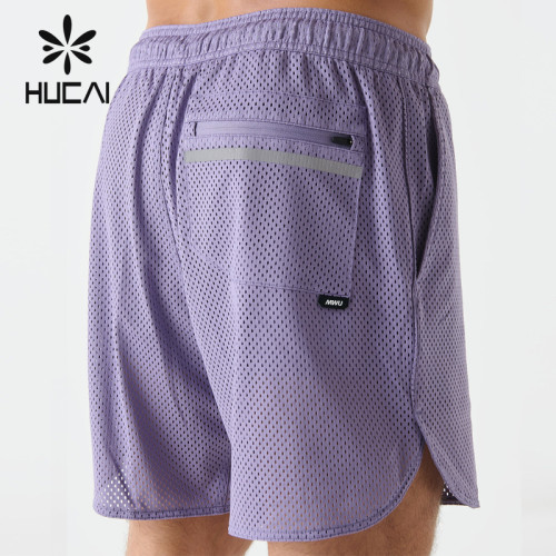 HUCAI ODM Mens Gym Shorts Mesh 2 in1 Polyester nylon Two Layers Custom Activewear Manufacturers