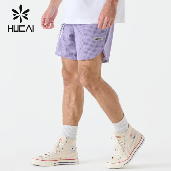 HUCAI ODM Mens Gym Shorts Mesh 2 in1 Polyester nylon Two Layers Custom Activewear Manufacturers