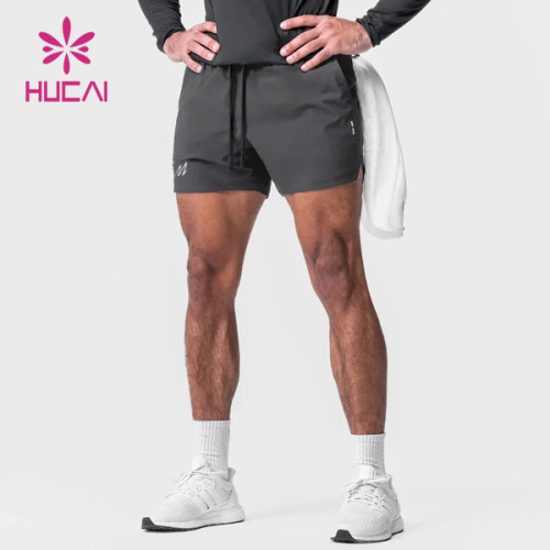 HUCAI OEM Mens Sports Shorts Athletic split Hem Nylon spandex Custom Activewear Manufacturers