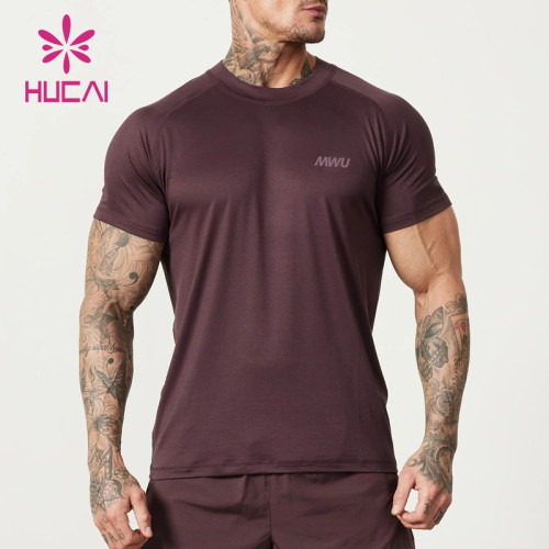 HUCAI OEM men's Fitness T-Shirts polyester spandex Lightweight material activewear Manufacturer