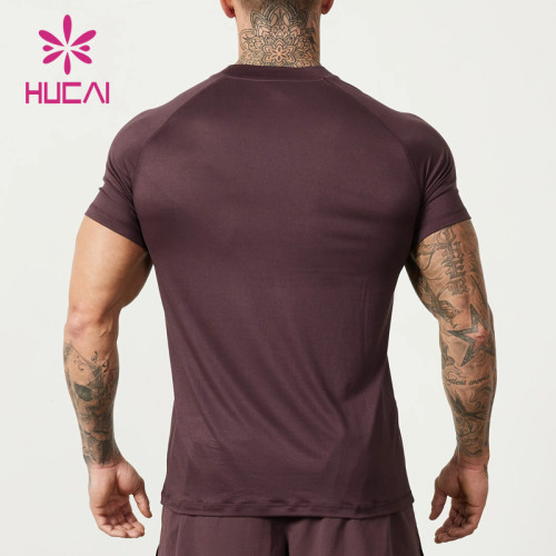 HUCAI OEM men's Fitness T-Shirts polyester spandex Lightweight material activewear Manufacturer