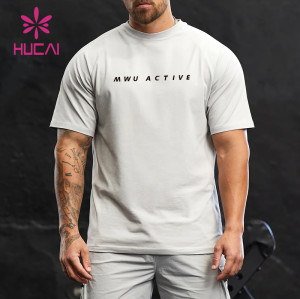 HUCAI OEM men's Fitness T-Shirts 95% Cotton Spandex Crew Neck Activewear Manufacturer