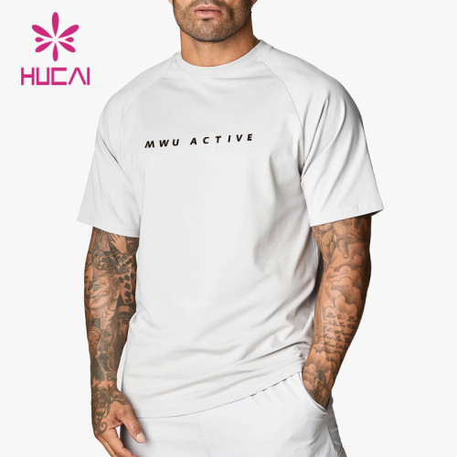 HUCAI OEM men's Fitness T-Shirts 95% Cotton Spandex Crew Neck Activewear Manufacturer