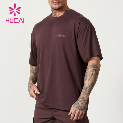 HUCAI OEM Sports T Shirt For Men 100% Cotton Oversized Fitness Tops Activewear Manufacturer