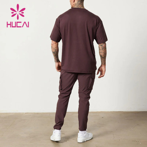 HUCAI OEM Sports T Shirt For Men 100% Cotton Oversized Fitness Tops Activewear Manufacturer