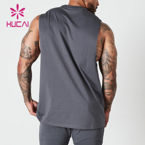 HUCAI OEM Gym Tank Tops loose fit cut off acid washed Fabric Activewear Manufacturer