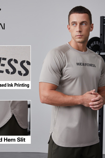 HUCAI OEM Fitness Short Sleeve Structure Design Cotton Polyester Fabric activewear Manufacturer