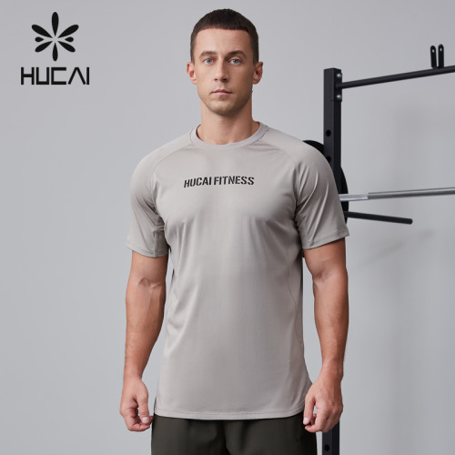 HUCAI OEM Fitness Short Sleeve Structure Design Cotton Polyester Fabric activewear Manufacturer