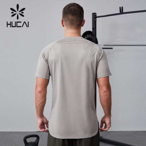 HUCAI OEM Fitness Short Sleeve Structure Design Cotton Polyester Fabric activewear Manufacturer