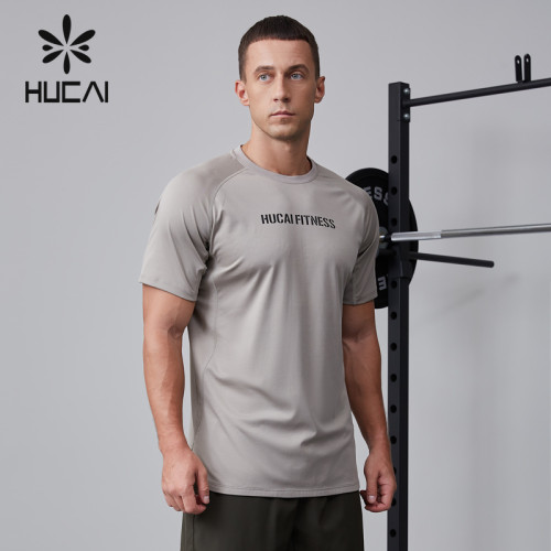 HUCAI OEM Fitness Short Sleeve Structure Design Cotton Polyester Fabric activewear Manufacturer