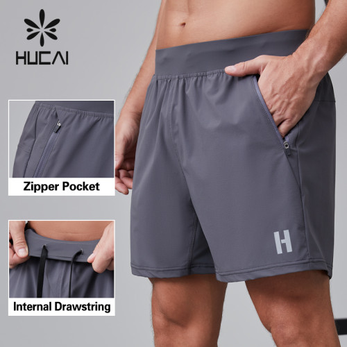 HUCAI OEM fitness shorts reverse nylon zipper polyamide fabric sportswear manufacturer