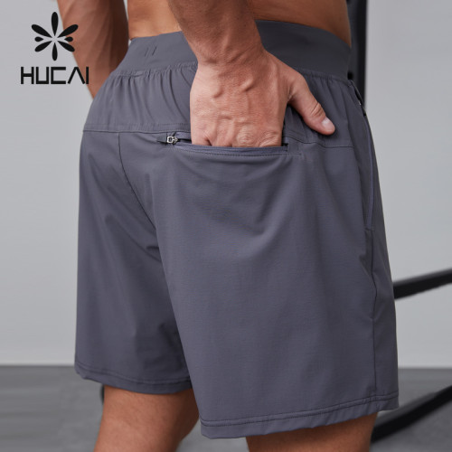 HUCAI OEM fitness shorts reverse nylon zipper polyamide fabric sportswear manufacturer