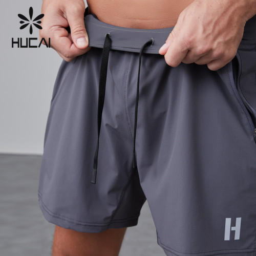 HUCAI OEM fitness shorts reverse nylon zipper polyamide fabric sportswear manufacturer