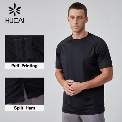 HUCAI OEM Fitness T-shirt Cooling Fabric Puff Printing Logo Athleisure Clothing manufacturer