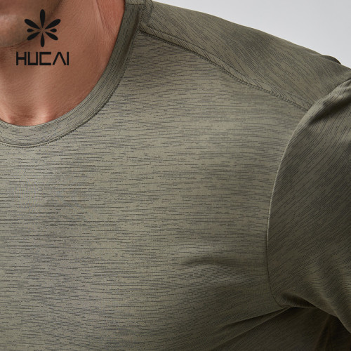 HUCAI OEM Gym T-shirt Polyester Spandex Woven Detachable Label Athleisure Clothing Manufacturer