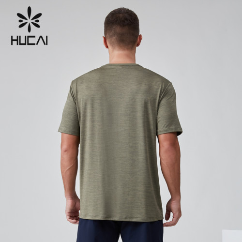 HUCAI OEM Gym T-shirt Polyester Spandex Woven Detachable Label Athleisure Clothing Manufacturer