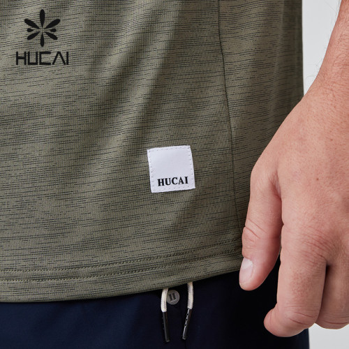 HUCAI OEM Gym T-shirt Polyester Spandex Woven Detachable Label Athleisure Clothing Manufacturer