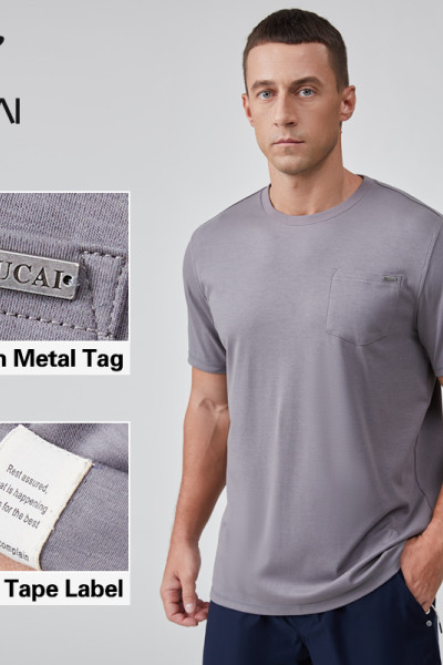 HUCAI OEM Running T-shirt Sorona Fabric Custom Metal Tag Label Athleisure Clothing Manufacturer