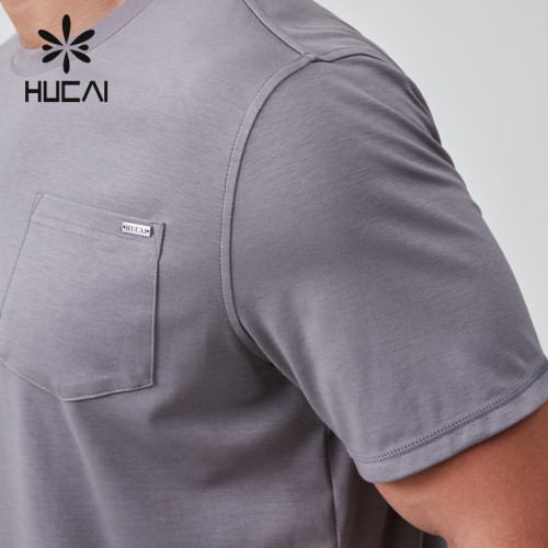 HUCAI OEM Running T-shirt Sorona Fabric Custom Metal Tag Label Athleisure Clothing Manufacturer