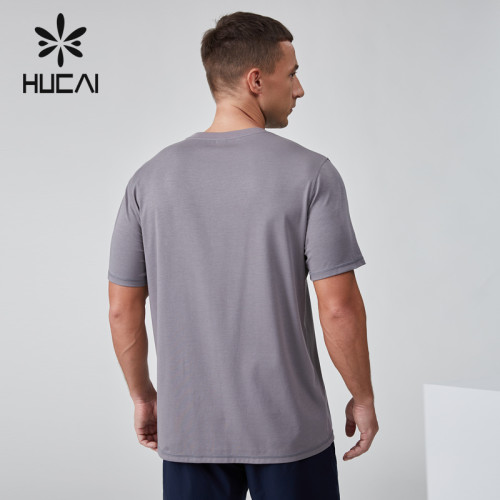 HUCAI OEM Running T-shirt Sorona Fabric Custom Metal Tag Label Athleisure Clothing Manufacturer