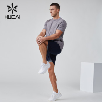 HUCAI OEM Running T-shirt Sorona Fabric Custom Metal Tag Label Athleisure Clothing Manufacturer