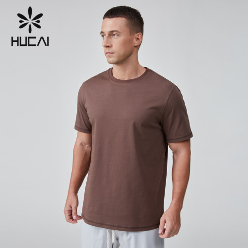 HUCAI OEM Gym T-shirt Sorona Fabric Hassel Stitc Custom tape Label Casual Sports Manufacturer