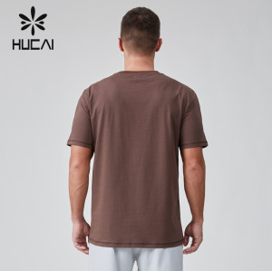 HUCAI OEM Gym T-shirt Sorona Fabric Hassel Stitc Custom tape Label Casual Sports Manufacturer