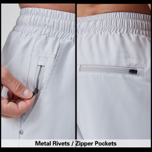 HUCAI OEM Sports Shorts 2 In 1 Zipper Pocket Custom Rivets And Drawstring  Activewear Manufacturer
