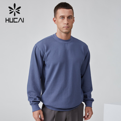 HUCAI OEM Men's Hoodie Quick Drying Wicking Waffle Fabric Crew Neck Activewear Manufacturer