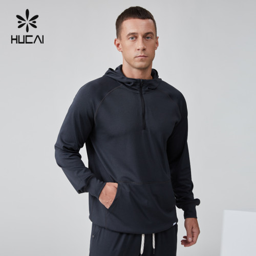 HUCAI OEM Men's Hoodies Suarter Zipper Pocket Light Weight Custom Sports Hoodies Manufacturer