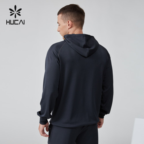 HUCAI OEM Men's Hoodies Suarter Zipper Pocket Light Weight Custom Sports Hoodies Manufacturer