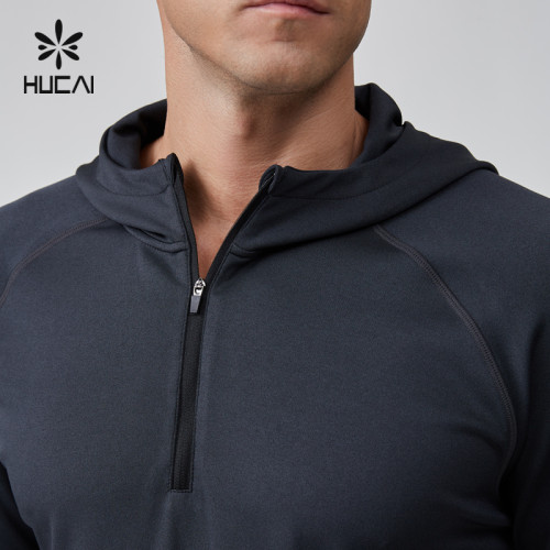 HUCAI OEM Men's Hoodies Suarter Zipper Pocket Light Weight Custom Sports Hoodies Manufacturer