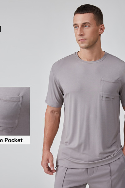 HUCAI OEM Men's T Shirt Cooling Cotton Silicone Printing Soft Bamboo Pocket Sports Top Manufacturer