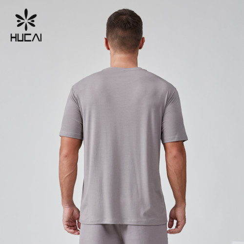 HUCAI OEM Men's T Shirt Cooling Cotton Silicone Printing Soft Bamboo Pocket Sports Top Manufacturer