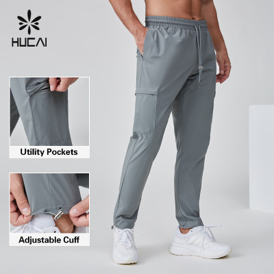 HUCAI OEM Men's Gym Pants Nylon Spandex Stopper Lightweight Cargo Pocket Sports Jogger Manufacturer