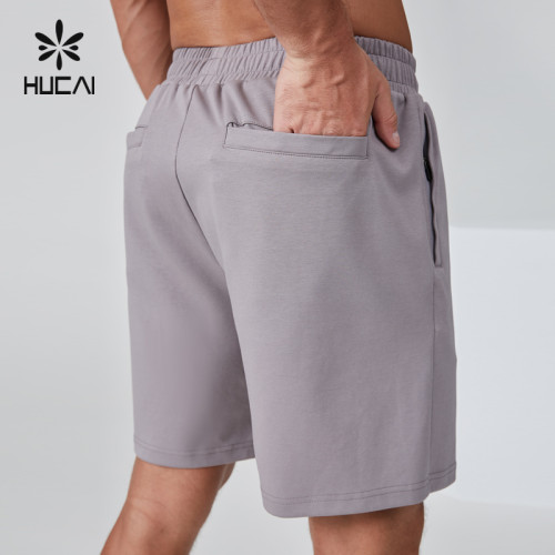 HUCAI OEM Men's Jogger Zipper Pocket Drawstring Athletic Workout Sweat Shorts Manufacturer