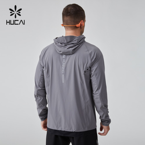 HUCAI Gym Wear Manufacturer OEM Nylon Spandex Lightweight Reflective Heat Transfer Sports Jacket