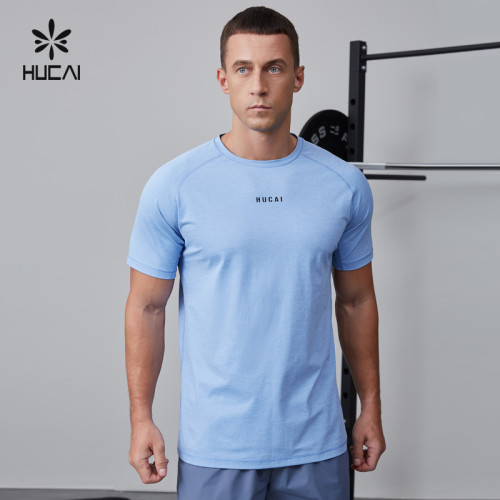 HUCAI OEM Gym T Shirt Patchwork Mesh Silicone Heat Transfer Quick Dry Wicking Activewear Supplier